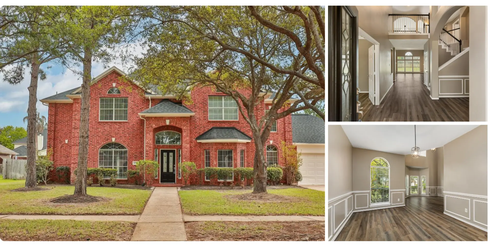 Exterior, entry hall, and room photographs of 10506 Pavonia Drive.